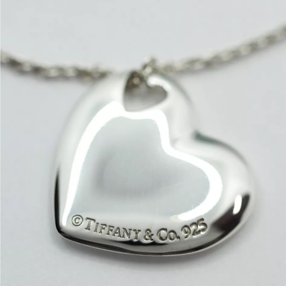 Tiffany & Co Puff Heart Sterling Silver Pendant Necklace 1435 - Picture 3 of 5